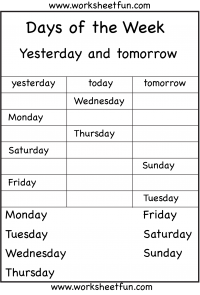 days of the week worksheet