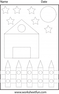 Picture Tracing - Shapes - Circle, Star, Triangle, Square and Rectangle - 1 Worksheet