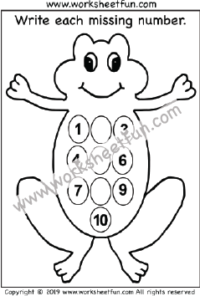 Missing numbers 1 - 10 - One Worksheet