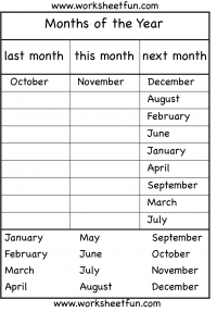 months of the year worksheet