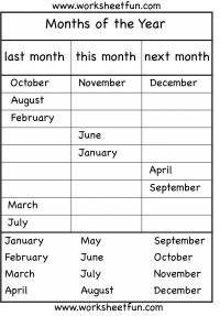 months of the year worksheet