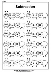 subtraction worksheet