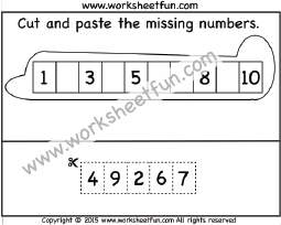 Cut and Paste Missing Numbers 1-10