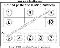 Cut and Paste Missing Numbers 1-10