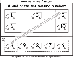 Cut and Paste Missing Numbers 1-10