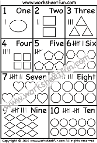 Numbers 1-10 - Numbers in words - Tally Marks - One Worksheet