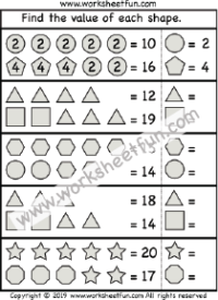 Algebra Shape Variables - Solving Equations Puzzle - One Worksheet