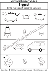 Biggest and Smallest Size Comparison Worksheets