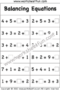 Balancing Equations First Grade